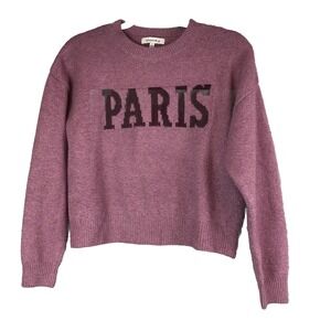 Hooked up By Lot Juniors' "It Girl" Paris Small Crewneck Cropped Sweater Purple